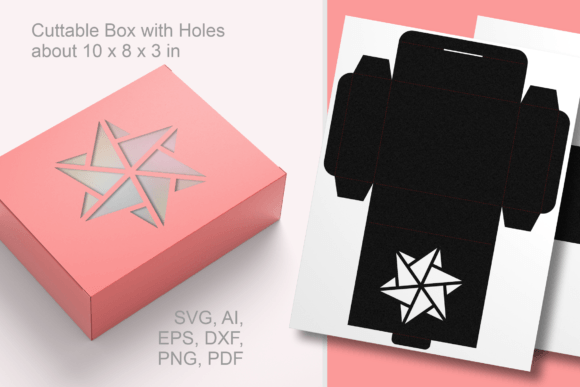 Winter Hex Star Window Rectangular Box: 3D SVG Gift Boxes